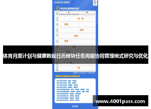 体育月度计划与健康数据日历模块任务周期协同管理模式研究与优化